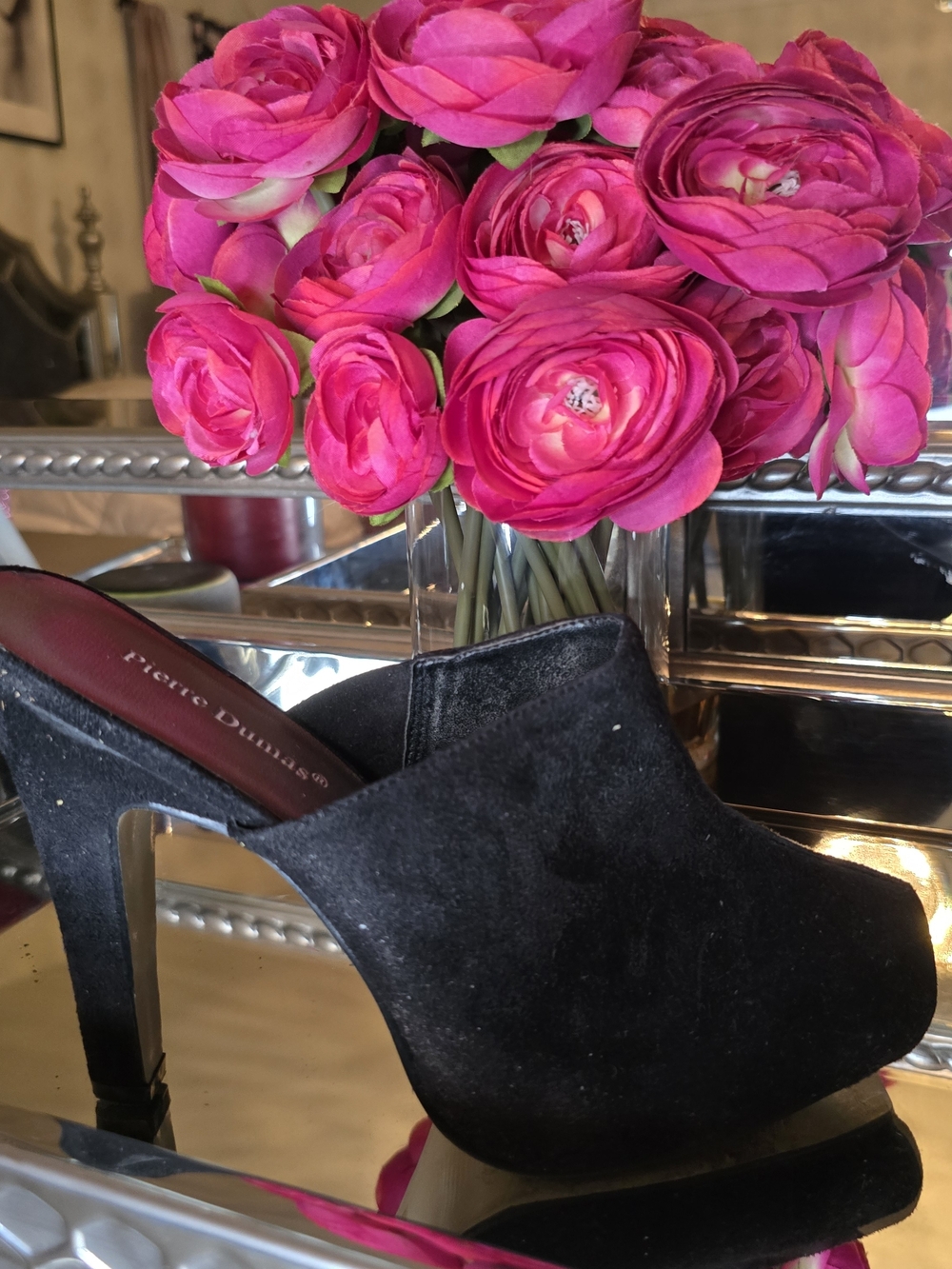 Pierre Dumas Black Suede High Heel Mule